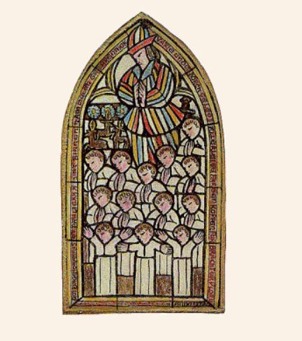 desenho retratando o vitral destrido da igreja